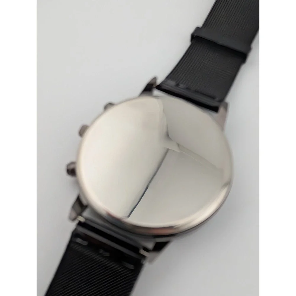 Geneva‎ Watch Men 42mm Black Case Mesh Metal Band- New Battery